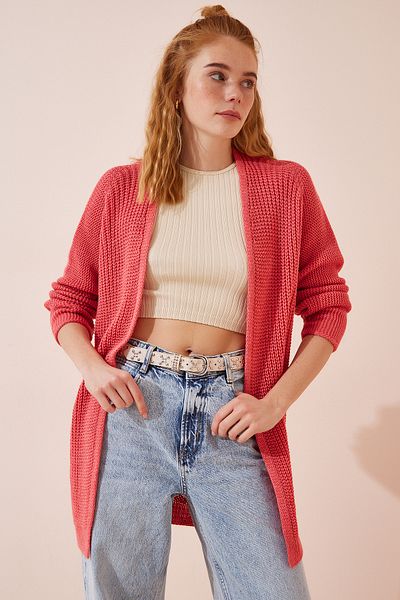 Lovelyİstanbul Tricotaj de bază Cardigan tricotat Thessaloniki - Piersică LYG0004
