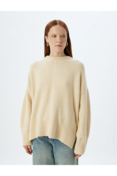 Koton Oversize Triko Kazak Yumuşak Dokulu Uzun Kollu Bisiklet Yaka