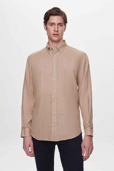 D'S Damat Πουκάμισο Comfort Mink Flared 100% λινό