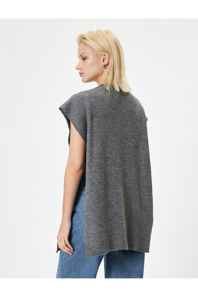 Koton Side Tied Sleeveless V-Neck Long Knitwear Sweater