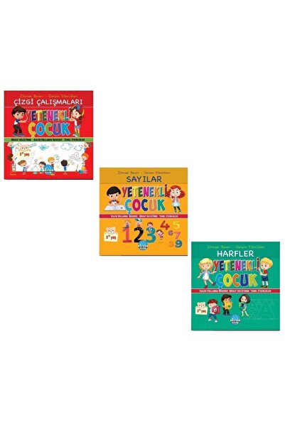 SAFKAN YAYINLARI Yetenekli Çocuk Okul Öncesi Çizgi Çalışması Sayılar Harfler 3 Lü