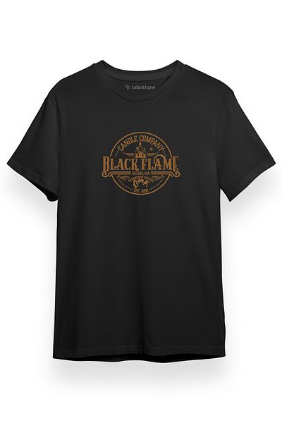 Tshirthane Ανδρικό μπλουζάκι Candle Company Black Flame Μαύρο κοντομάνικο