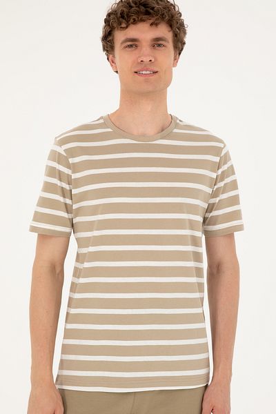 U.S. Polo Assn. Men's Regular Fit Crew Neck Light Khaki T-Shirt 50287043 -Vr183
