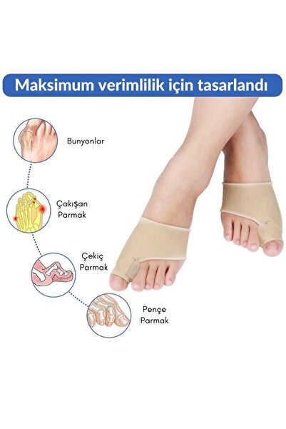 SHELAX Kumaş Kaplı Silikon Halluks Valgus Ayak Baş Parmak Kemik Çıkıntısı Düzeltici Gece Ateli Aparat