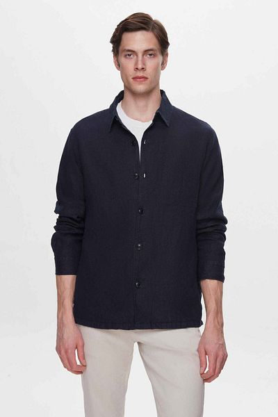 D'S Damat Тъмносиньо яке-риза Ds Damat Comfort Fit, 100% лен