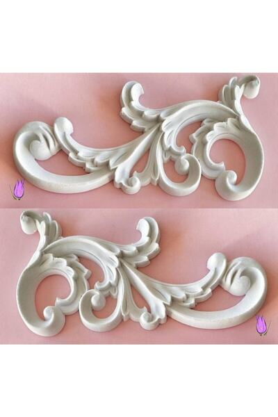 morlalem m Çift Simetrik Aplik Bordür Yaprak Dekor Silikon Kalıp K-099