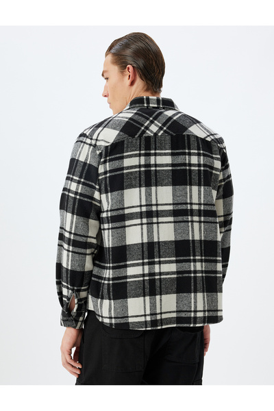 Koton Μακρυμάνικο πουκάμισο ξυλοκόπο - Χειμερινή λεπτομέρεια τσέπης, βαμβακερό μείγμα