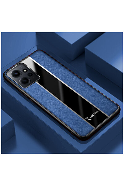 Zebana Xiaomi Redmi Note 12 Uyumlu Kılıf Premium Deri Kılıf Mavi