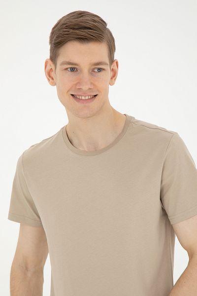 U.S. Polo Assn. Ανδρικό μπλουζάκι με κανονική εφαρμογή με λαιμόκοψη ανοιχτό χακί 50287085 -vr183
