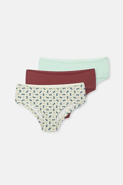 Dagi 3-teiliges, gemustertes Hipster-Höschen für Damen in Dusty Rose-Mint