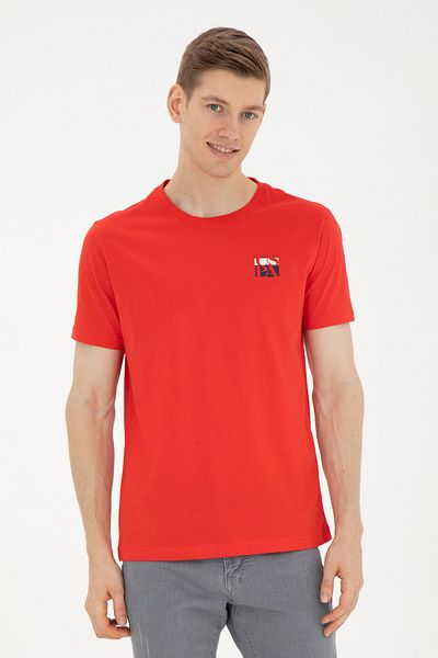 U.S. Polo Assn. Men's Regular Fit Crew Neck Red T-Shirt 50287084 -Vr030