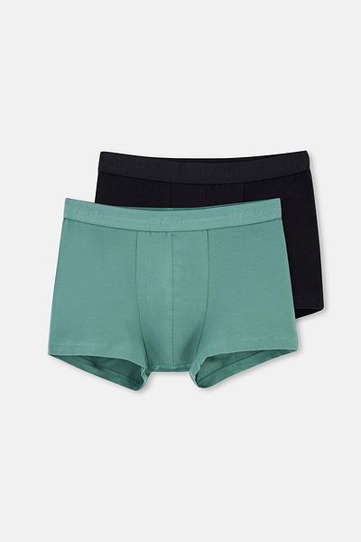 Dagi Μαύρο-Πράσινο 5210 2-Pece Plain Cotton Boxers