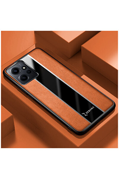 Zebana Xiaomi Redmi Note 12 Uyumlu Kılıf Premium Deri Kılıf Kahverengi