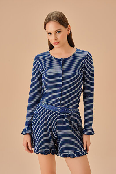 SUWEN Set pijama Elsa cu guler cămașă și pantaloni scurți