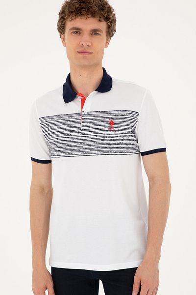 U.S. Polo Assn. تي شيرت رجالي ذو قصة عادية وياقة بولو باللون الأزرق الداكن 50287103 -vr033