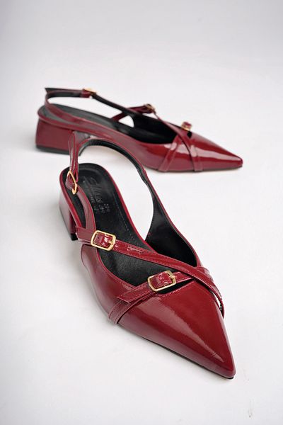 Sapin Thick Heeled Patent Leather Women's Shoes - Open Back Full Mold Recommended 72800