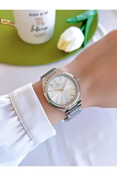 FERRO 3 Atm Water Resistant Steel Cord Ion Coated Women's Wristwatch and Bracelet Set - Efl21470-Ya