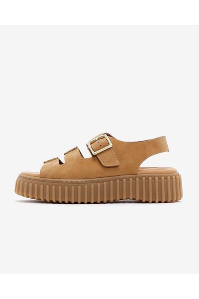 CLARKS Torhill Seam Light Tan Nubuck CASUAL WOMEN SANDALS