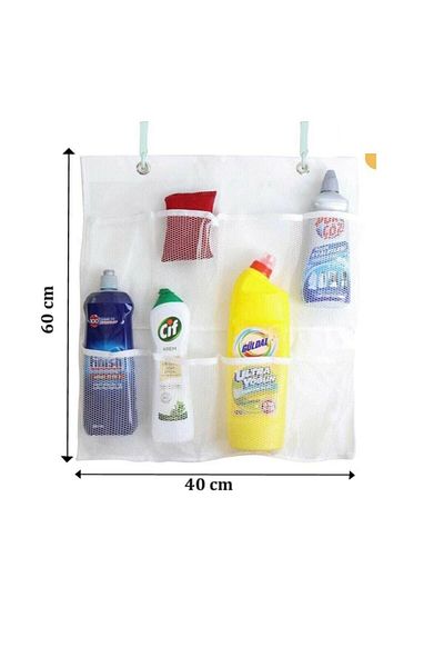 kapsulavm 8 Pocket Hanging Kitchen Bathroom Organizer Hanging Mesh Organizer