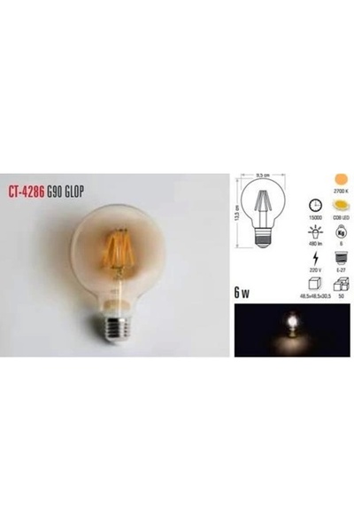 Cata 6w Rustik Led Ampul Amber G95 (BALON)
