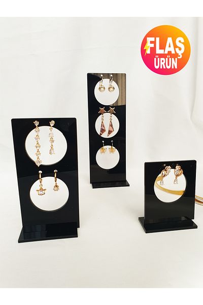 GİZEM SHOP Ορθογώνιο Σετ 3 - Σκουλαρίκια, Organizer Plexi, Πάγκος και Βάση Σκοποβολής κοσμημάτων