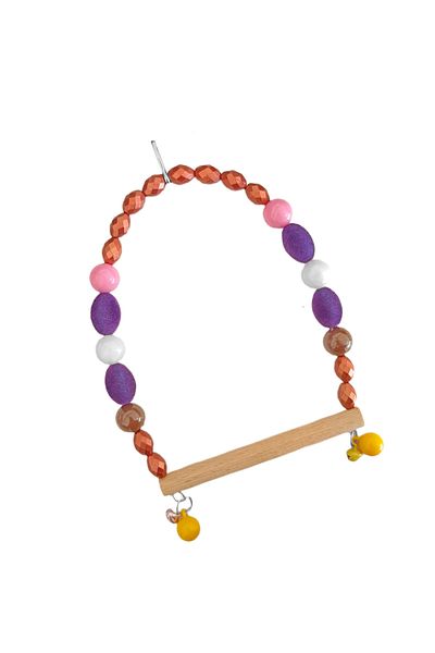 Angoravi Wooden Stork Purple Velvet Beaded Bird Swing 10-14 cm Colorful