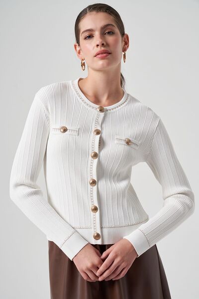 Nuss كارديجان قصير منسوج من إكرو مرسيريزد - مزين بأزرار 1115