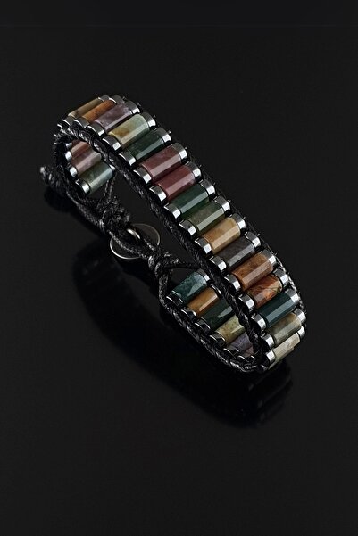 Seven Art Jewelry Doğal Taş Bileklik, Hint Akiği Bileklik, Silindir Akik Bileklik, Kadın Bileklik, Erkek Bileklik