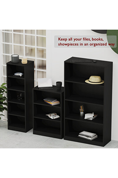 Mahmayi Wooden Storage Display Shelves 5-Tier Freestanding, Black