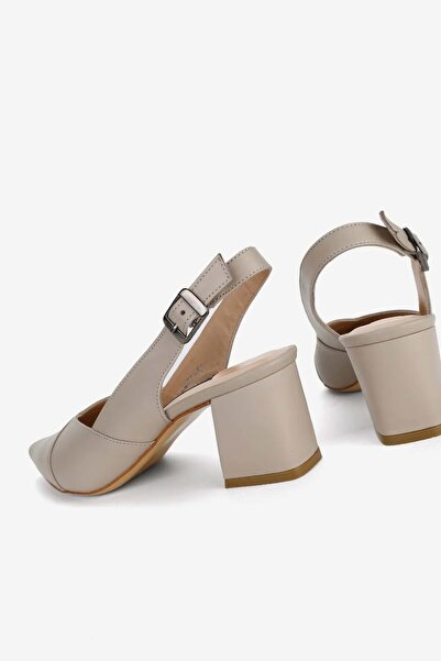 NİSH EXCLUSİVE Nish Exclusive 2401 - حذاء نسائي بكعب مفتوح من الجلد الطبيعي