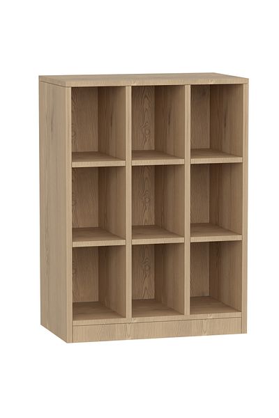 Mahmayi Wooden Display Shelves with 9 Storage Compartment, Freestanding, Light Imperia