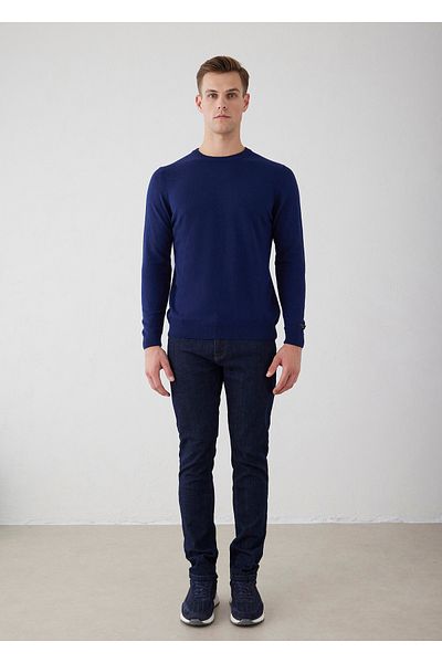 Boris Becker Navy Blue Color Crew Neck Knitwear Sweater