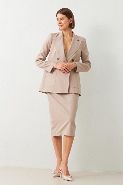 Setre Jachetă asimetrică din nurcă - Detaliu cu nasturi și buzunare