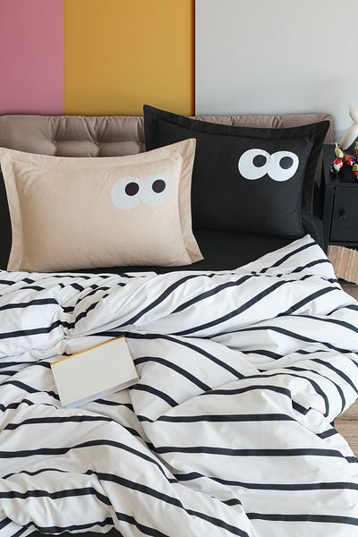 Eponj Home Σετ Παπλωματοθήκη Διπλό Easy-Iron - Funny Black-Brown