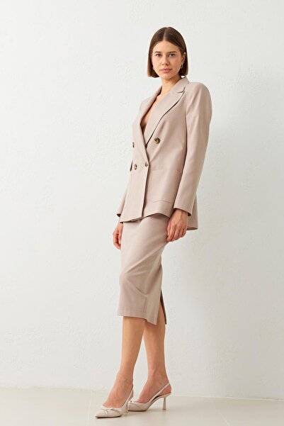 Setre Jachetă asimetrică din nurcă - Detaliu cu nasturi și buzunare