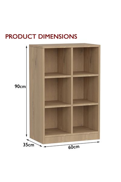Mahmayi Wooden Display Shelves with 6 Storage Compartment, Freestanding, Light Imperia
