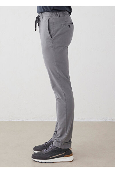 Boris Becker Gri Renk Esnek Belli Kordonlu Chino Pantolon