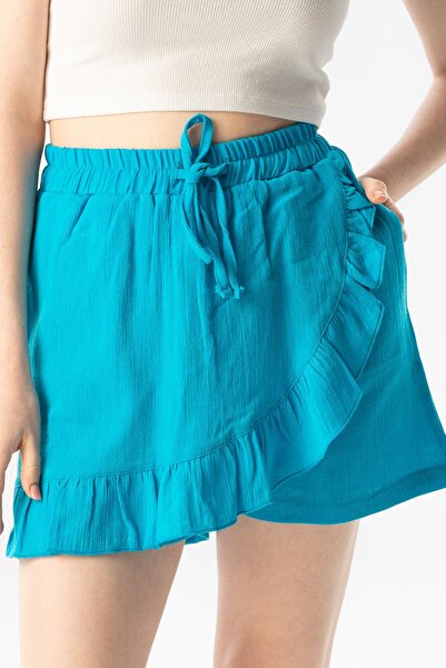 Eliş Şile Bezi Ada Şile Cloth Summer Shorts Skirt Turquoise Trkz