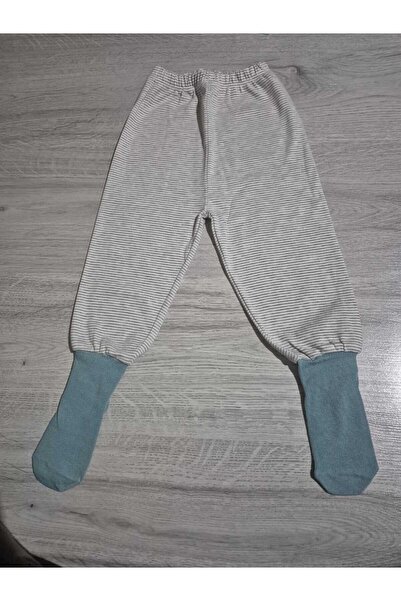 Fuar Baby GRİ ÇİZGLİ MAVİ ÇORAPLI PİJAMA ALTI