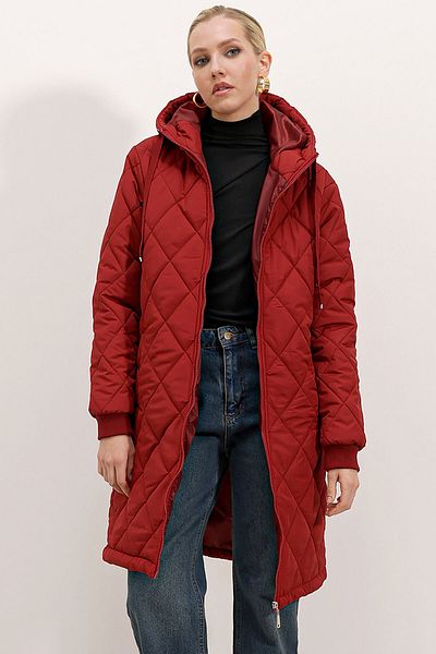 Bigdart 5138 Gesteppte lange Pufferjacke - Weinrot