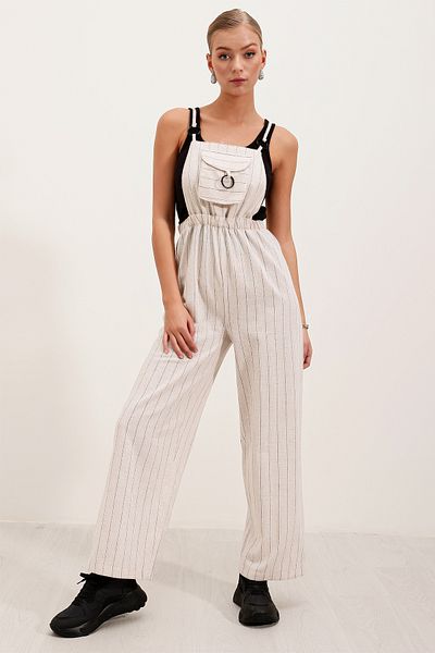 Bigdart 7023 Strappy Gardener Jumpsuit - Cream