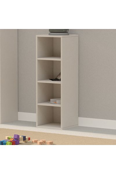 Mahmayi Wooden Storage Display Shelves 4-Tier Freestanding, Box Shelves, Light Grey