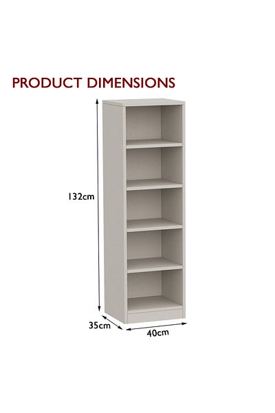 Mahmayi Wooden Storage Display Shelves 5-Tier Freestanding, Light Grey