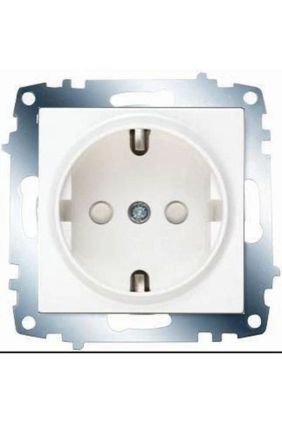 VİKO Square Grounded Child Proof Socket - White-frame Included