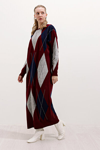 Bigdart 15861 Long Knitwear Dress - Claret Red
