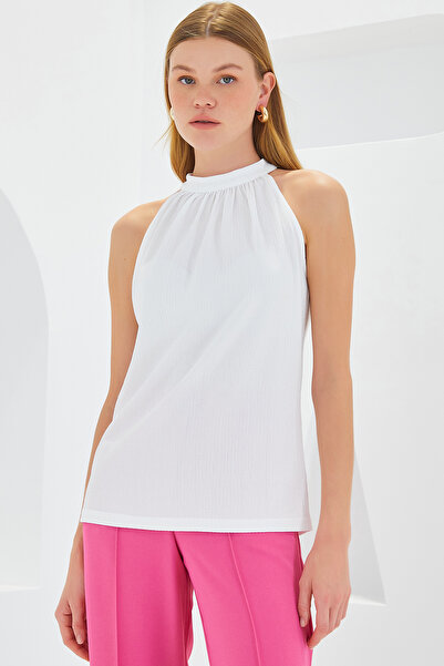 Bigdart 0489 Μπλούζα πλεκτή λαιμόκοψη - Λευκή