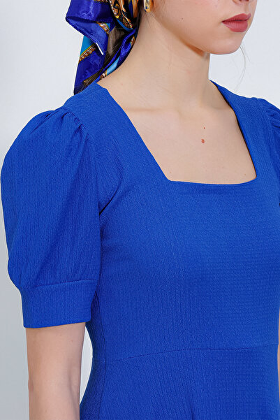 Bigdart Women's Saks Square Collar Knitted Mini Dress