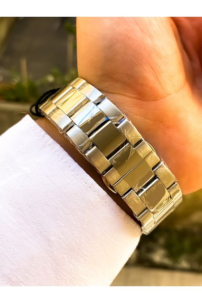 Reward Men's Wristwatch and Bracelet - Waterproof, Steel Silver Color Gift