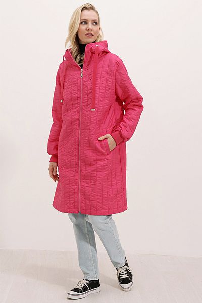 Bigdart 5138 Prošívaný dlouhý kabát - C. Fuchsia