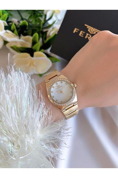 FERRO 3 Atm Water Resistant Ion Coating Women's Wristwatch and Bracelet Set - Efl40119-B